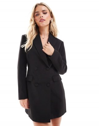 Miss Selfridge Petite fitted waist blazer dress in black