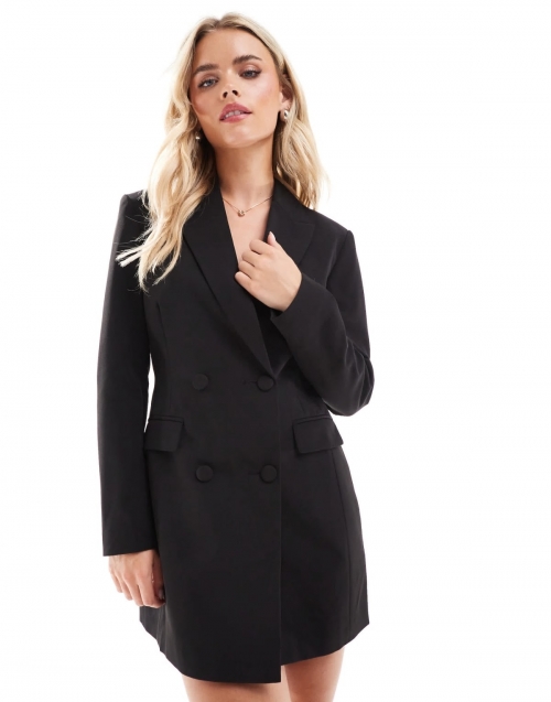 Miss Selfridge Petite fitted waist blazer dress in black