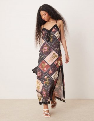 Miss Selfridge Petite maxi dress in patchwork print