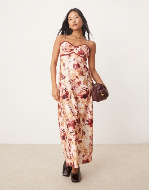 Miss Selfridge Petite slip maxi dress in animal print