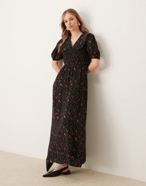 Miss Selfridge collared check maxi dress in floral print