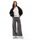 Miss Selfridge Petite fold over waistband pants in gray