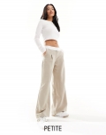 Miss Selfridge Petite fold over waistband pants in stone