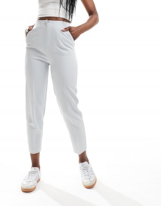 Miss Selfridge high rise cigarette pants in gray blue