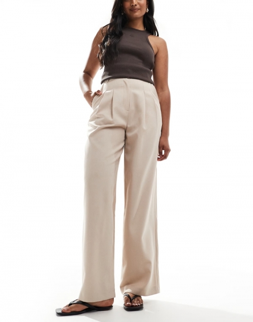 Miss Selfridge fleck wide leg tailored pants in taupe