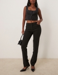 Miss Selfridge seam detail cigarette pants in black