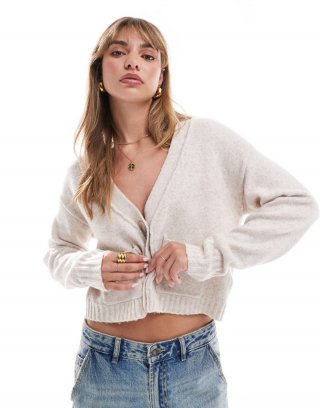 Miss Selfridge seam detail boxy cardigan in oatmeal