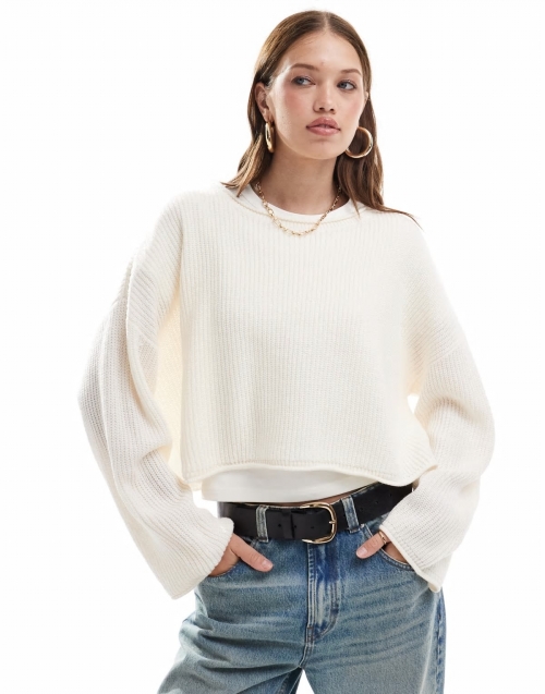 Miss Selfridge slouchy sweater in cream