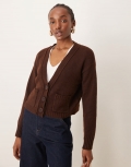 Miss Selfridge seam detail boxy cardigan in chocolate