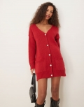 Miss Selfridge longline oversized cardigan dress in red