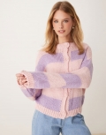 Miss Selfridge pastel pink and purple stripe knit cardigan