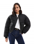 Miss Selfridge puffer bomber jacket in black