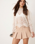 Miss Selfridge tailored belted pleated mini skort in taupe