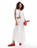 Miss Selfridge linen maxi skirt in white