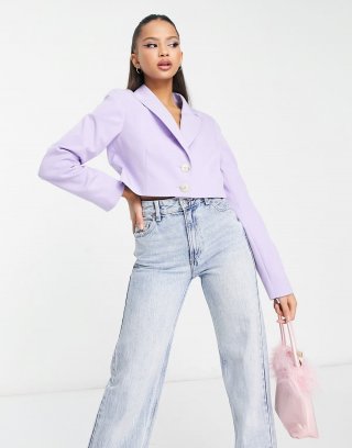 Miss Selfridge cropped blazer in lilac