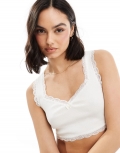 Miss Selfridge bralette with lace trim in ivory