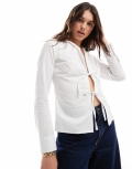 Miss Selfridge poplin tie front shirt in white