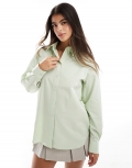 Miss Selfridge poplin oversized shirt in lime green