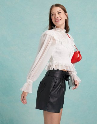 Miss Selfridge victoriana blouse in white