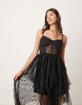 Miss Selfridge lace bow detail dress