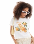 Miss Selfridge orange spritz tee in white