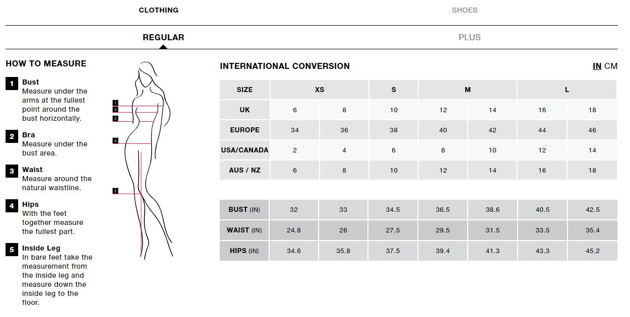 Miss Selfridge Size Guide